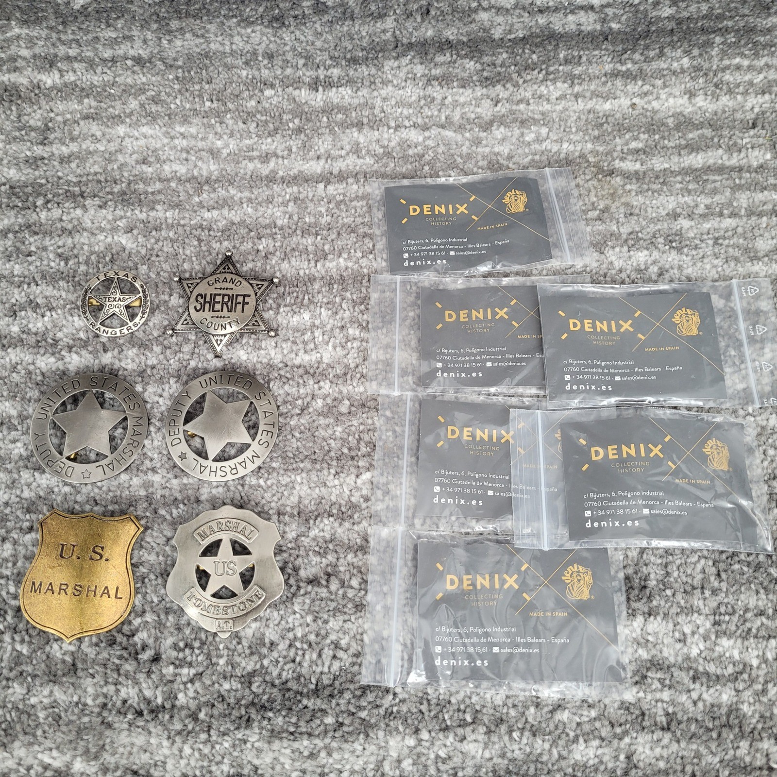 Denix Lot of 6 Replica Badges Wild West Lawman Sheriff Marshal Tombstone Ranger