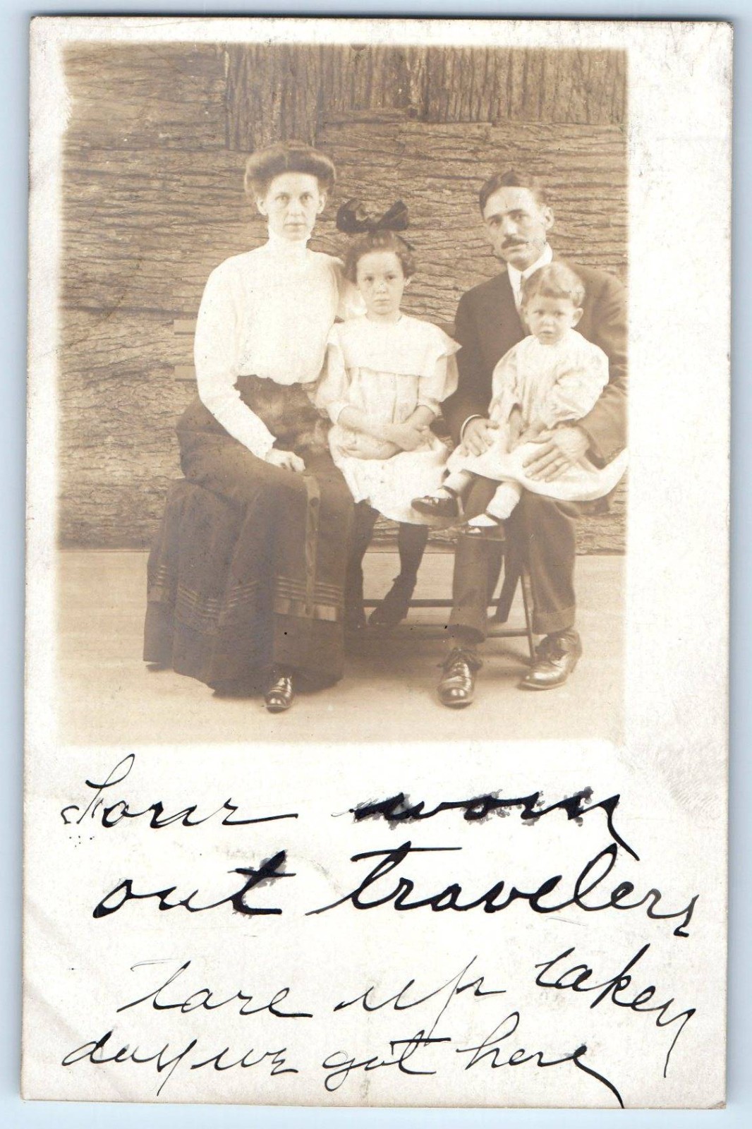 c1910's Family Studio Scene RPPC Photo Posted Antique Postcard