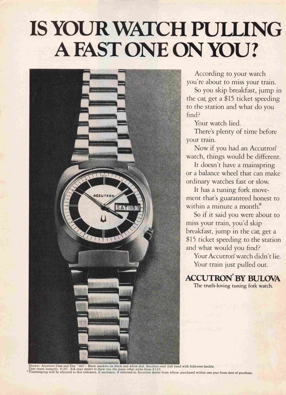 Accutron By Bulova Ag Watch 1970\'S Print Advertisement