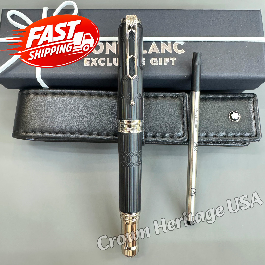 MONTBLANC Victor Hugo Writers Edition Black Resin Rollerball Pen W / BOX