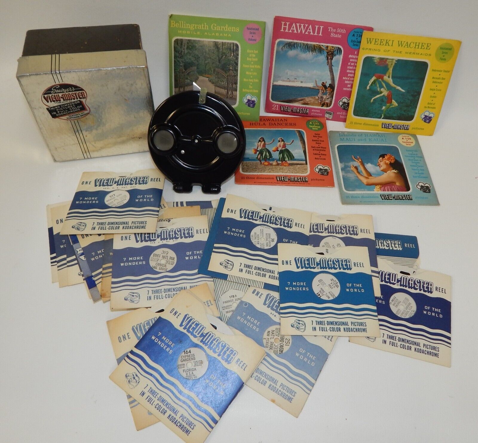 Vintage 1950's Sawyer's Viewmaster in Box plus 41 Assorted Reels