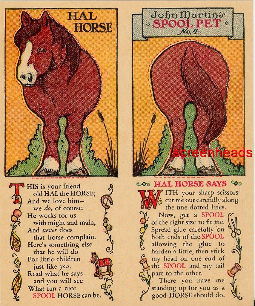 ANTIQUE 1931 O.N.T. PAPER DOLL CUTOUT HAL HORSE ZOO SPOOL TRADE CARD VG