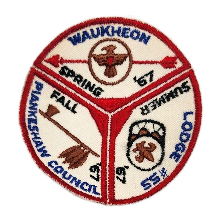 1967 BOY SCOUT WAUKHEON OA LODGE 55 JACKET PATCHE PLANKESHAW COUNCIL 