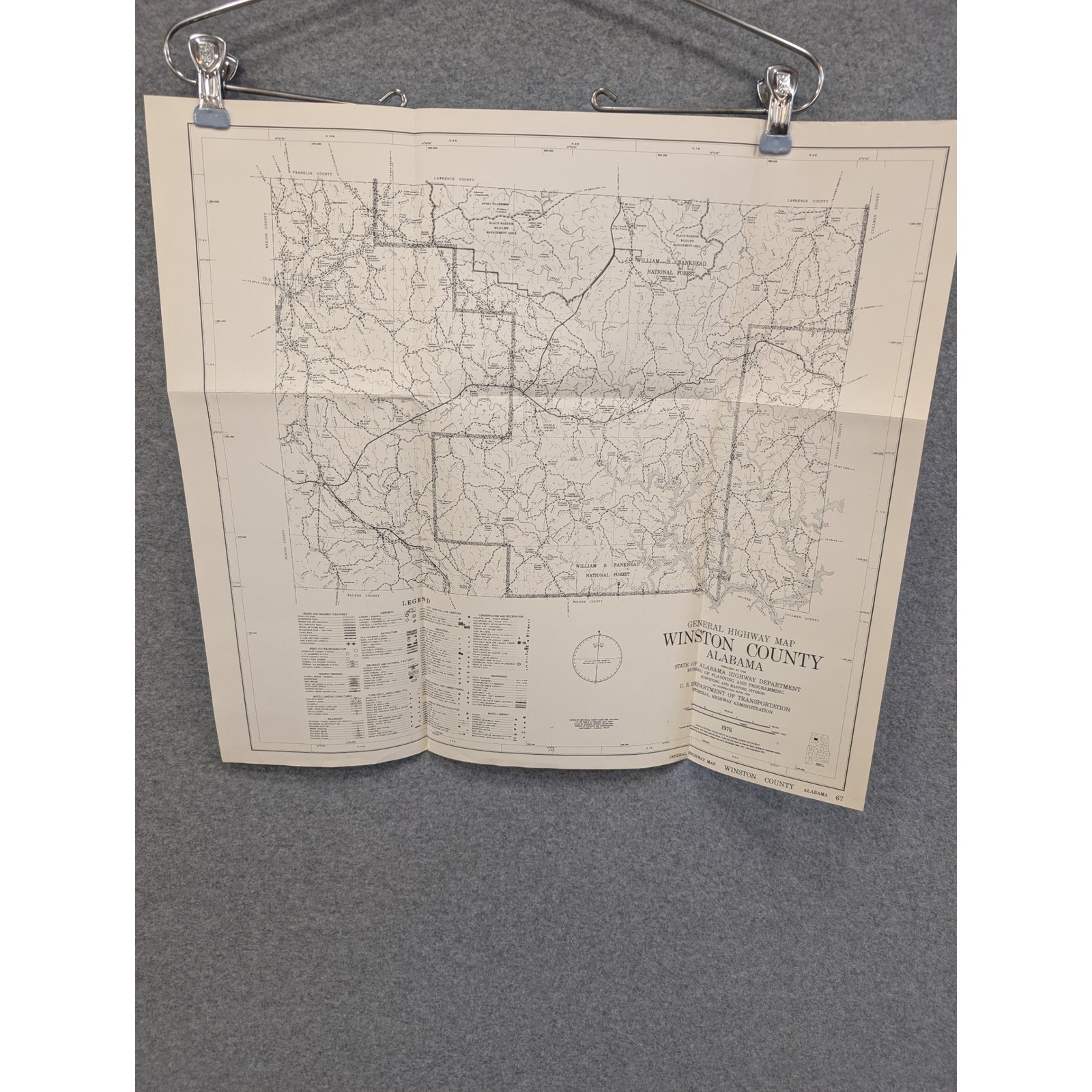 VTG 1976 Winston County Alabama General Highway Map 19