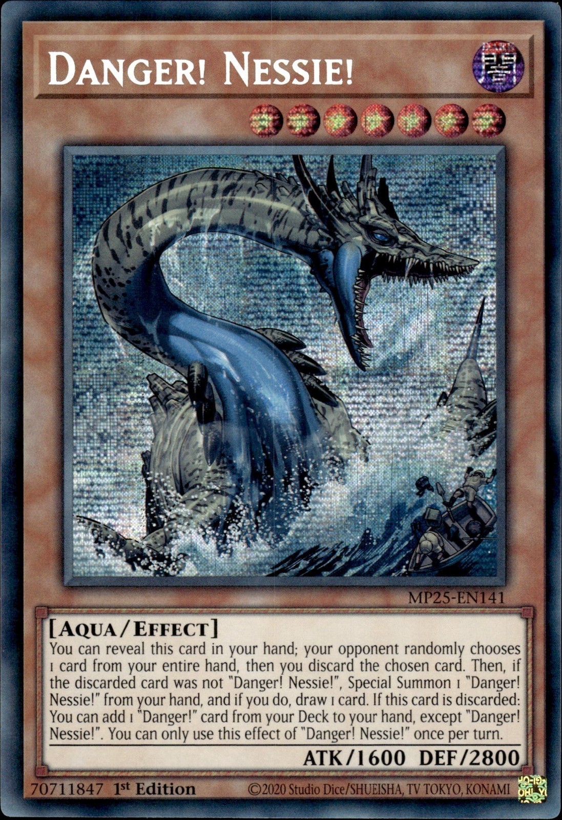 YuGiOh - Danger Nessie -  MP25-EN141  - Prismatic Secret Rare -NM/M