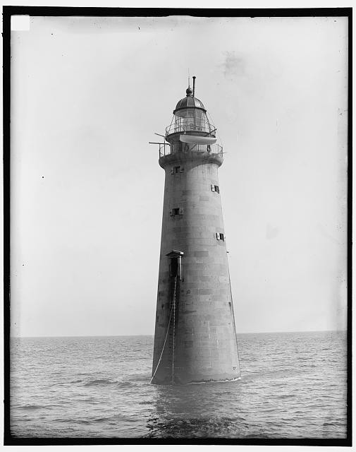 Photo:Boston Mass 1890s Minot's Ledge Lighthouse in Ocean