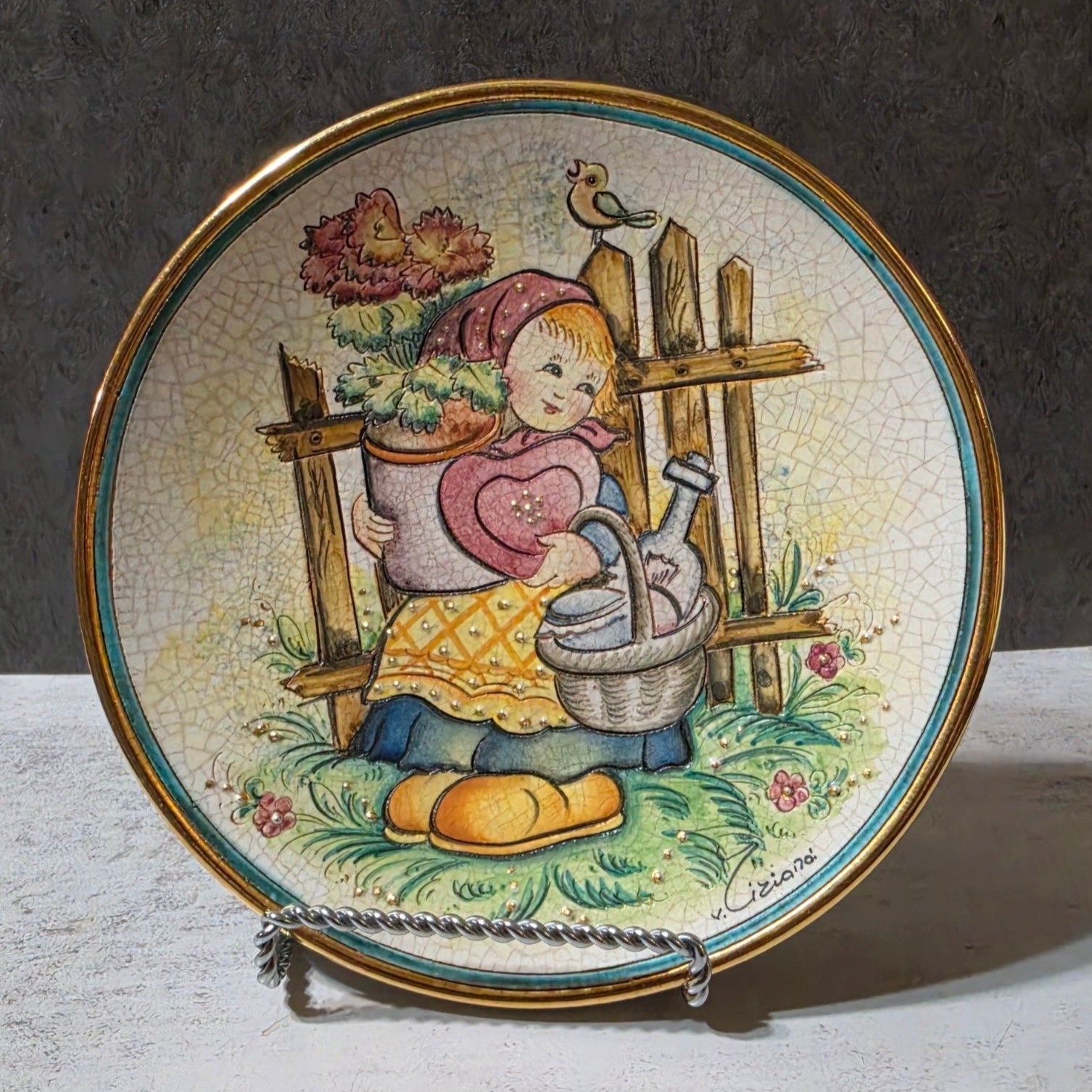 RARE #2/3000 Vintage 1978 Veneto Flair Valentine Plate V Tiziano Italy 7.5”
