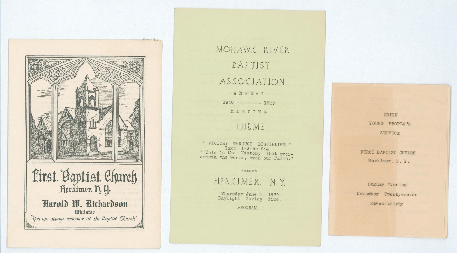 1939 Herkimer NY Mohawk River Baptist Association 100th Annual Church Programs