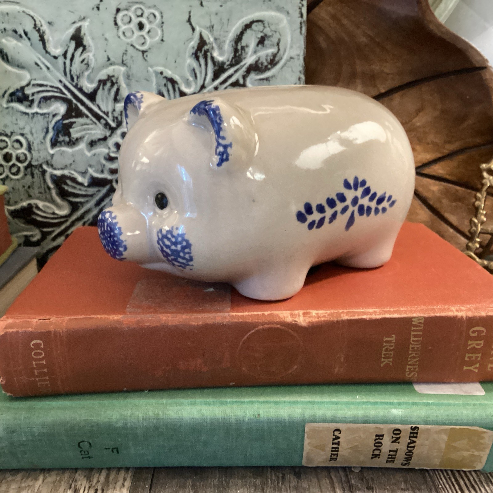 Vtg Glazed Piggy Pig Bank Unmarked 5.5\