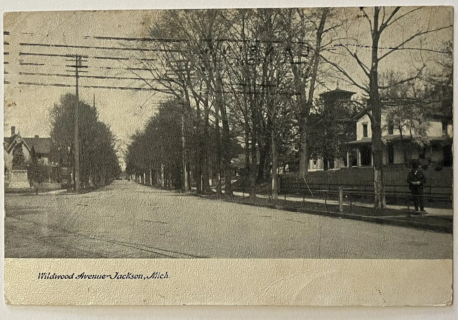 Jackson Michigan Street Scene Wildwood Ave  Antique Postcard c1910