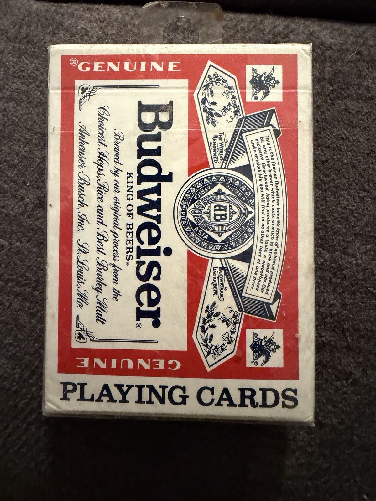 Budweiser Playing Cards Plastic Coated Made In USA Factory Sealed NIP Vintage