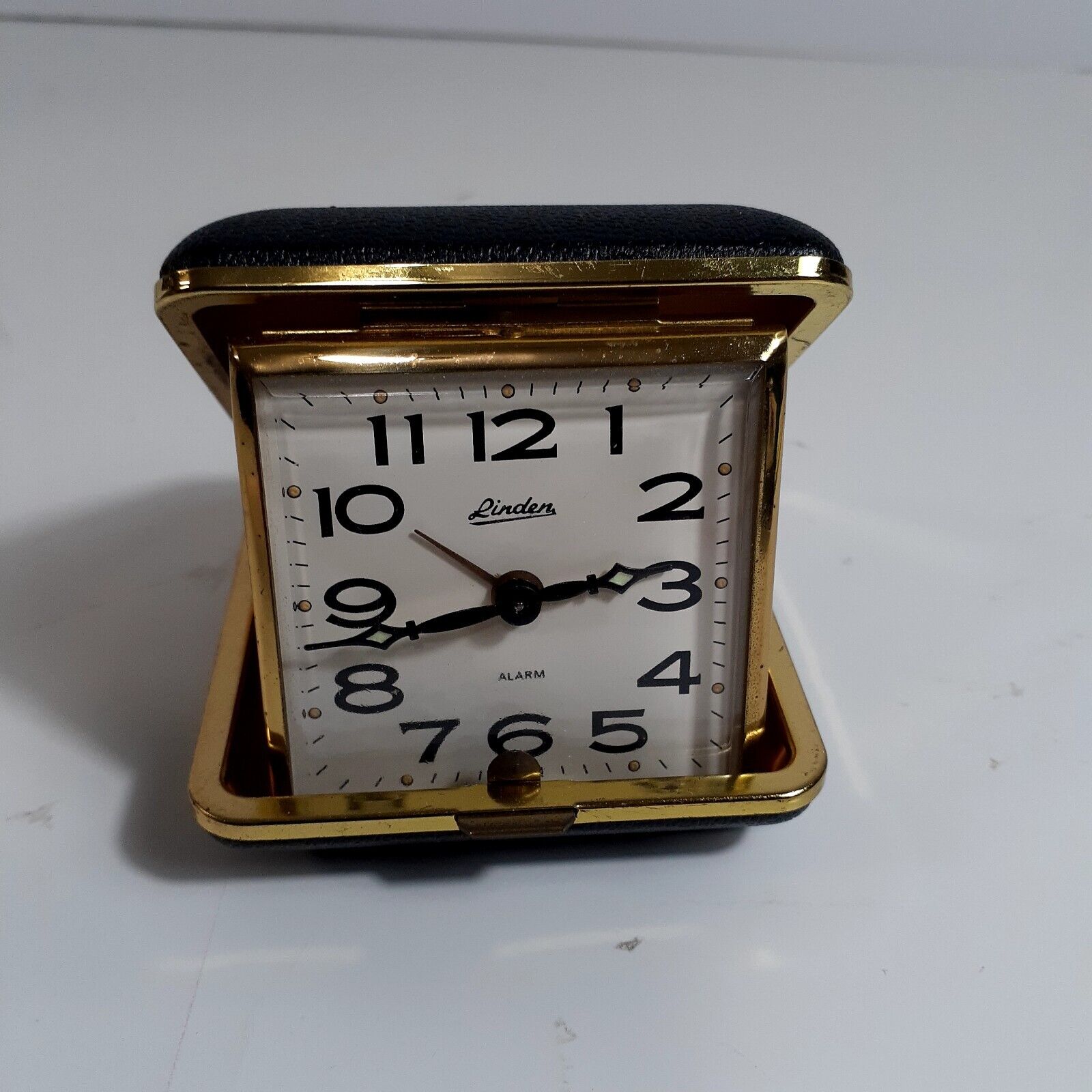Vintage Rare Linden Foldable Travel Alarm Clock Black Encased Works Jew250