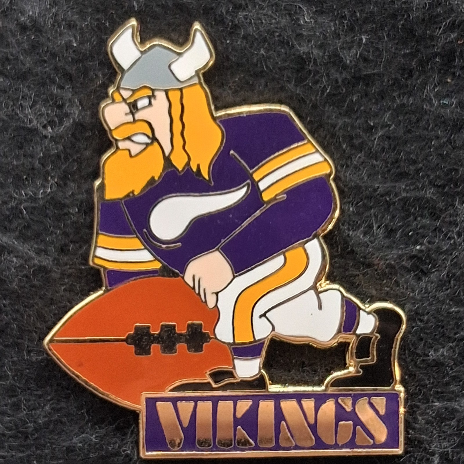 Vintage Minnesota Vikings Mascot Cartoon Style Lapel Pin Souvenir