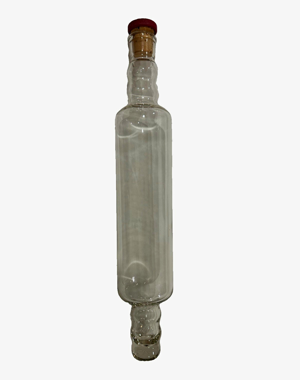 Vintage JAJ Crown PYREX Glass Rolling Pin England Cork Stopper Red Logo Rare