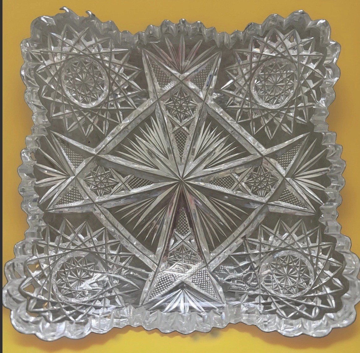 American Brilliant Period Lead  Crystal Tray c1900 ANTQ