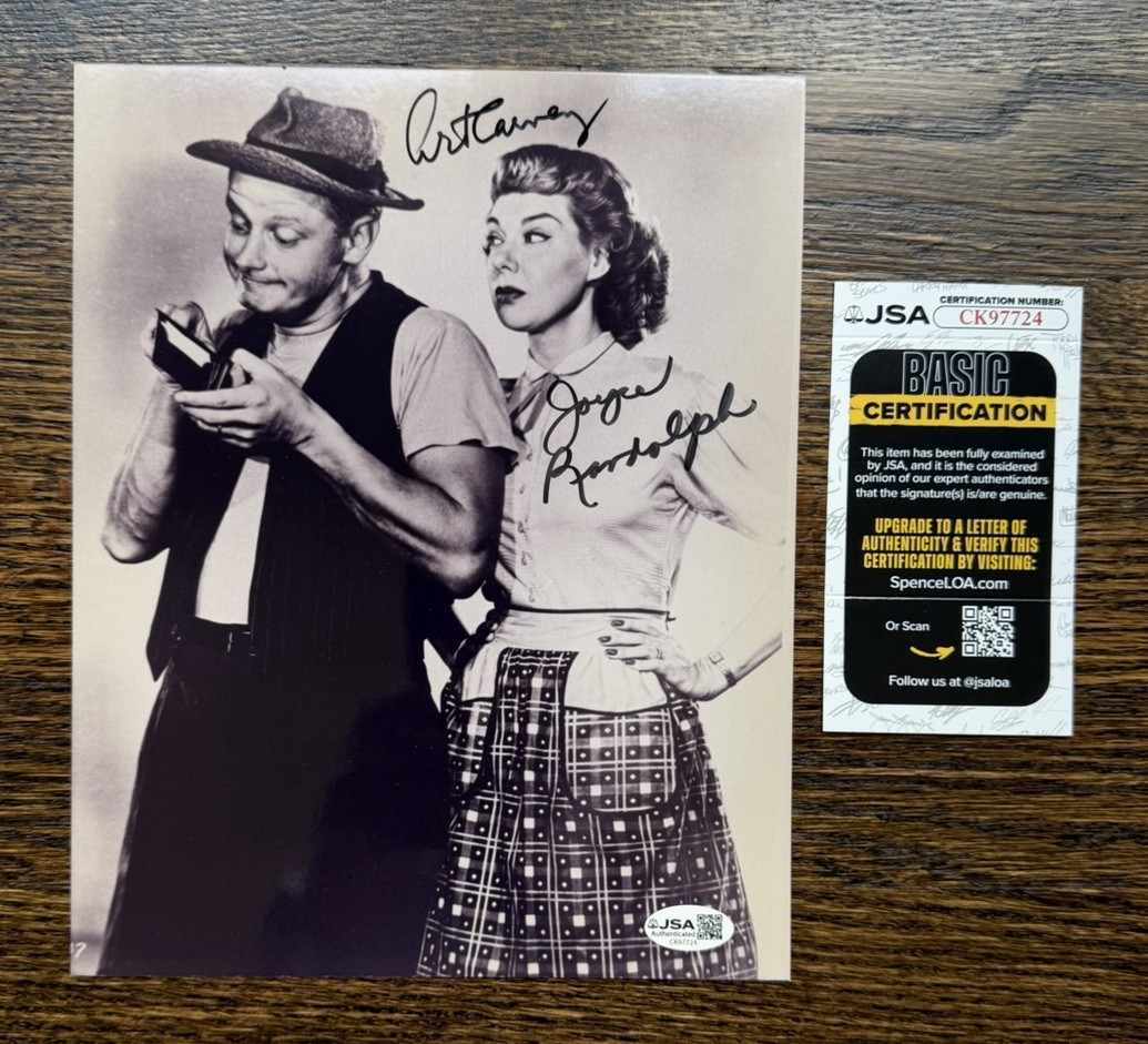 ART CARNEY+JOYCE RANDOLPH HAND SIGNED 8x10 PHOTO   THE HONEYMOONERS  JSA COA