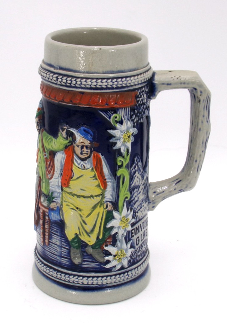 Original Thewalt German Beer Stein Floral Relief West Germany Stoneware .