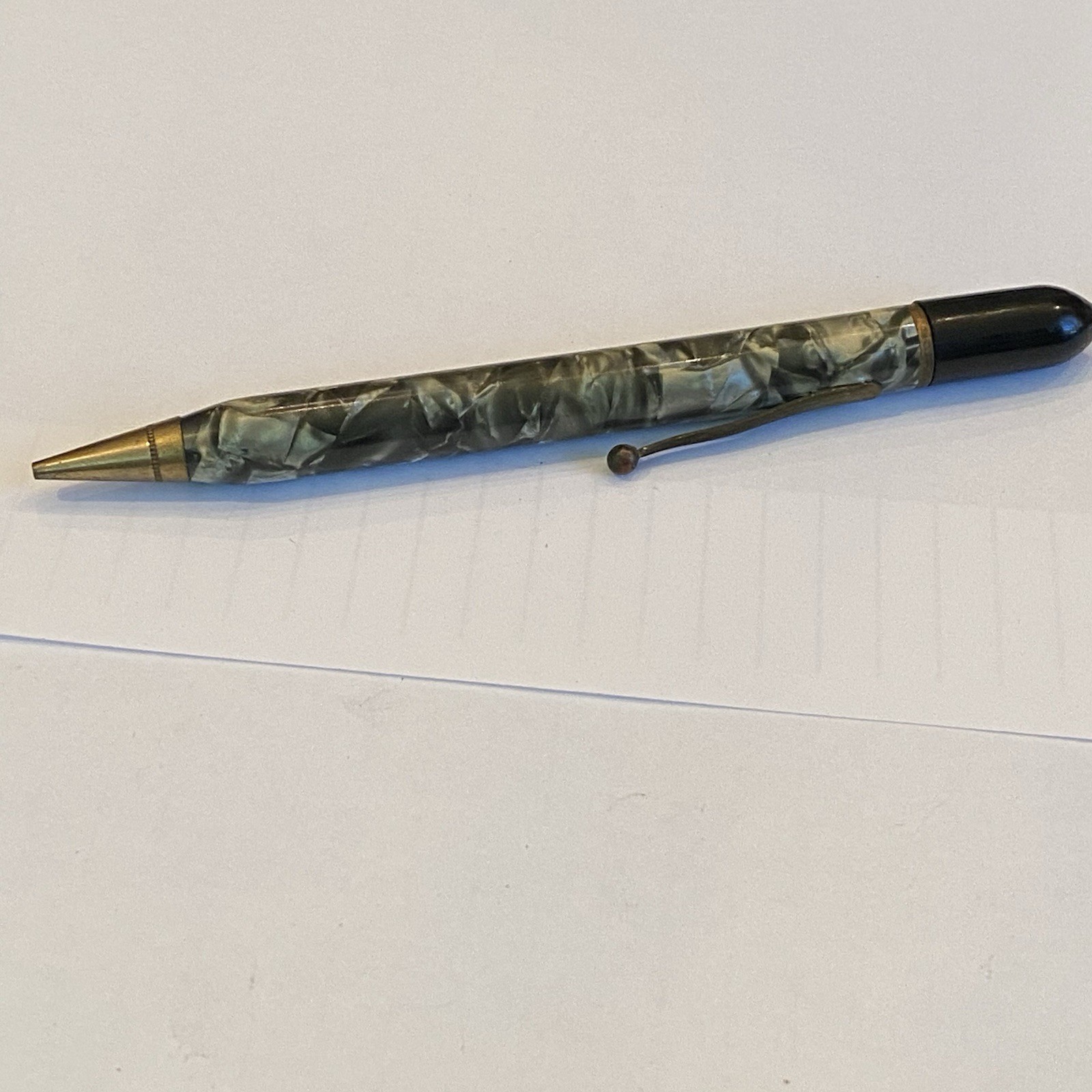 Vintage J & W Pencil Co Gray Marbled Lucite Mechanical Pencil