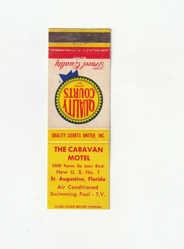 MATCHBOOK COVER - CARAVAN MOTEL - ST. AUGUSTINE FLORIDA - QUALITY COURTS