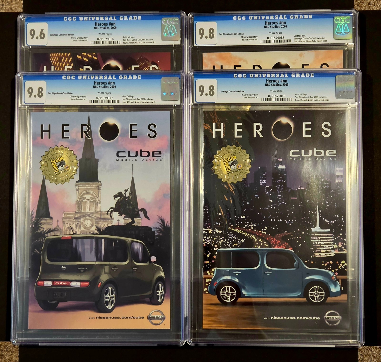 NBC Heroes 2009 SDCC Nissan Exclusive Gold Foil Variant CGC 9.8 & 9.6 (Set of 4)