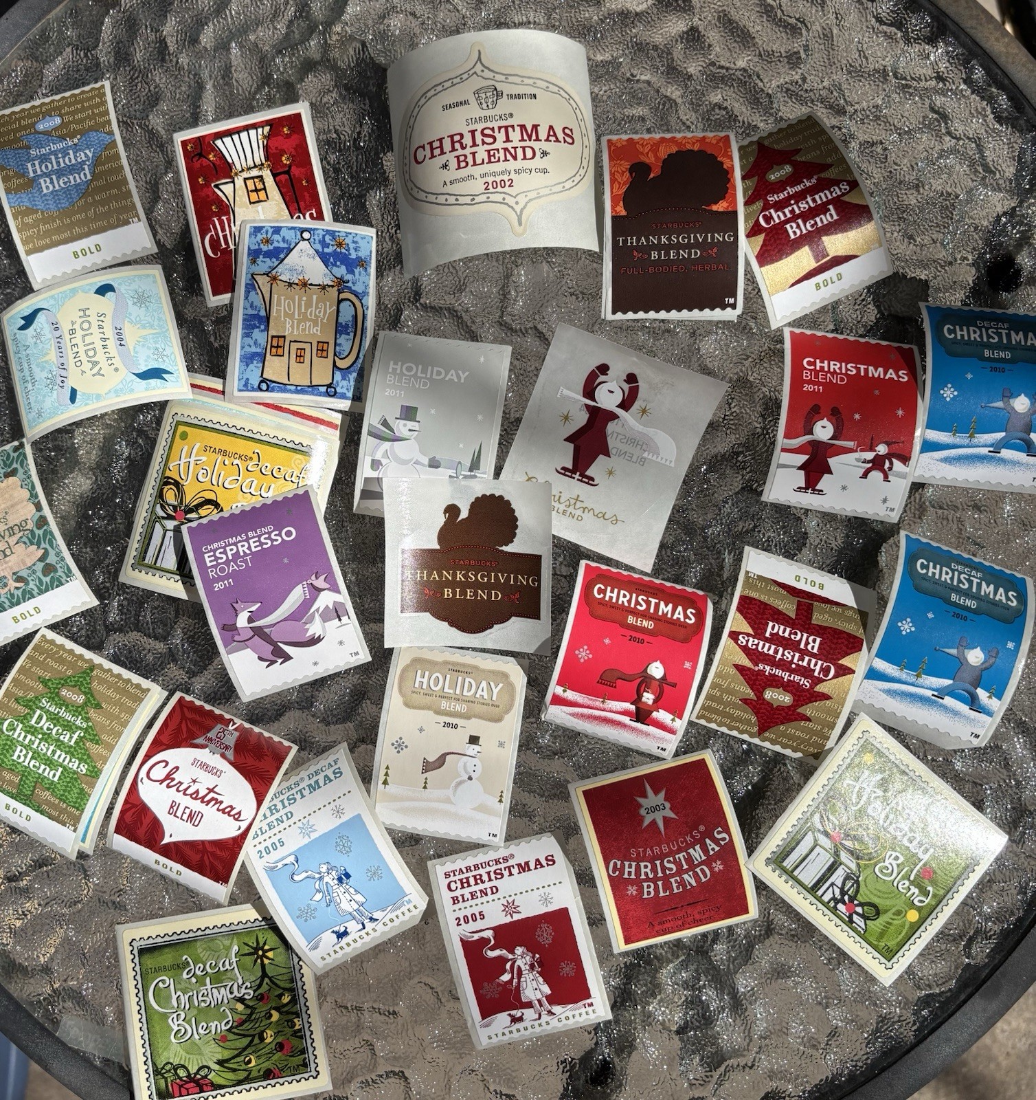 Starbucks Thanksgiving & Christmas Stickers Vintage Original Coffee 27 Labels