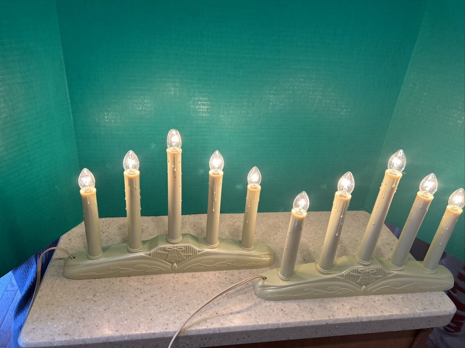 Vintage Holiday Light Up Window Candles Set Of 2 5 Lights Christmas Decorations