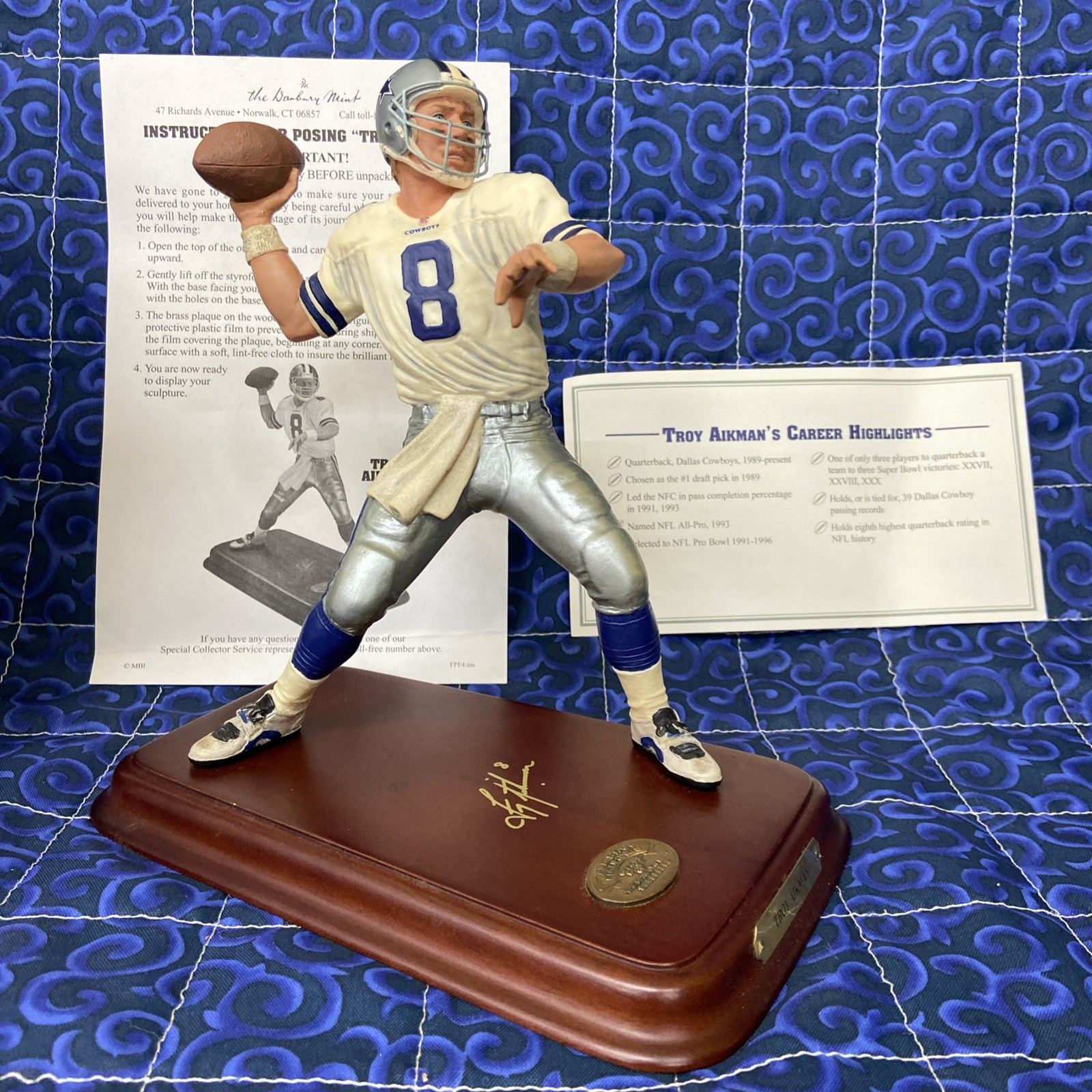 Danbury Mint Troy Aikman Dallas Cowboys Football Sports figurine 