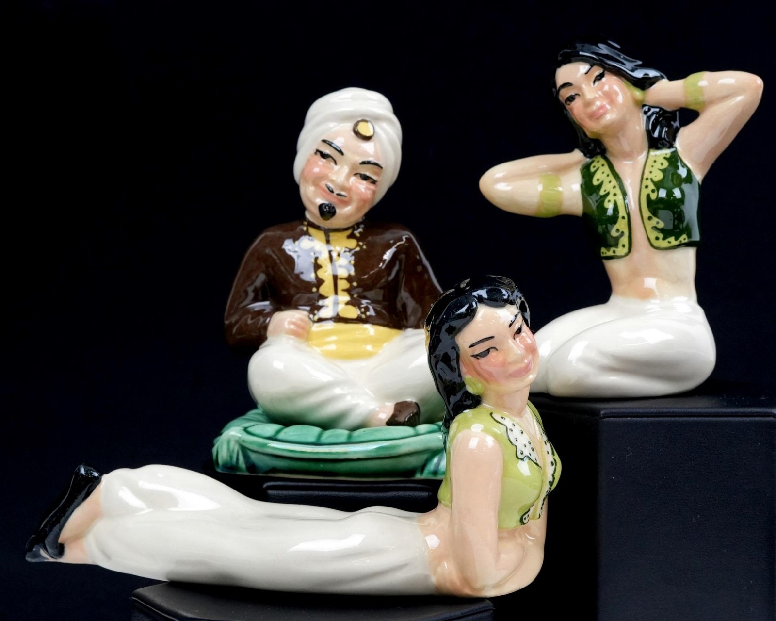 Ceramic Arts Studio Betty Harrington Sultan & Harem Girls 3 Pc Figurines 1951-56