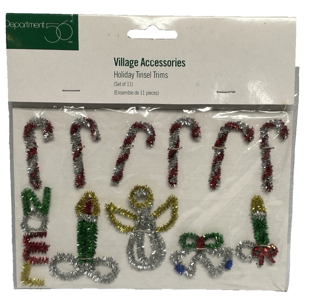 New Vtg Dept 56 Christmas Village Mini Tinsel Trim Candy Cane Bell Angel NOEL