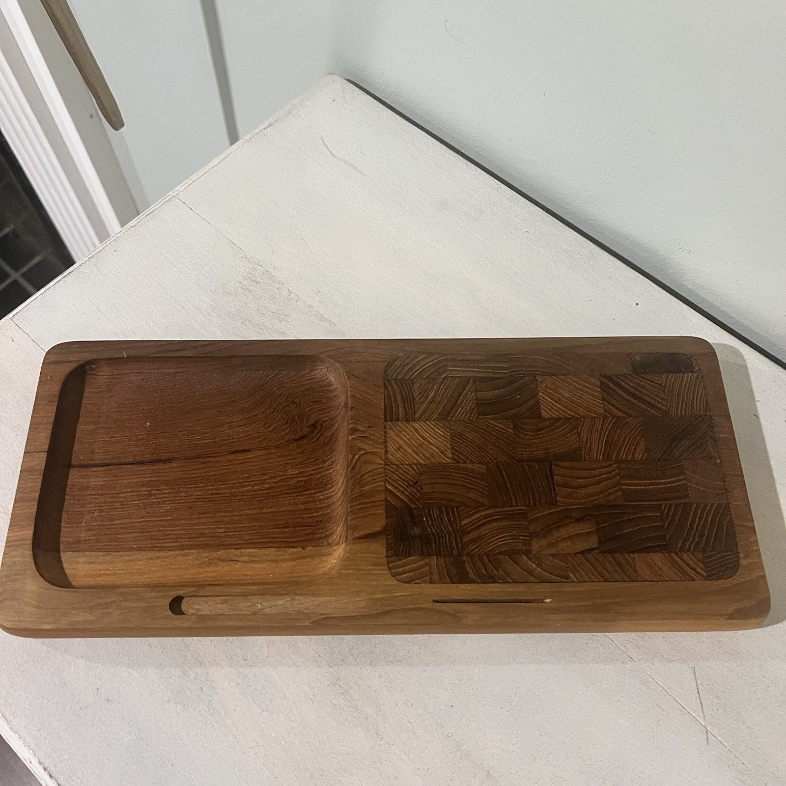 Vintage Kalmar Teak Wood Serving Board Tray Cheese Charcuterie Snack MCM
