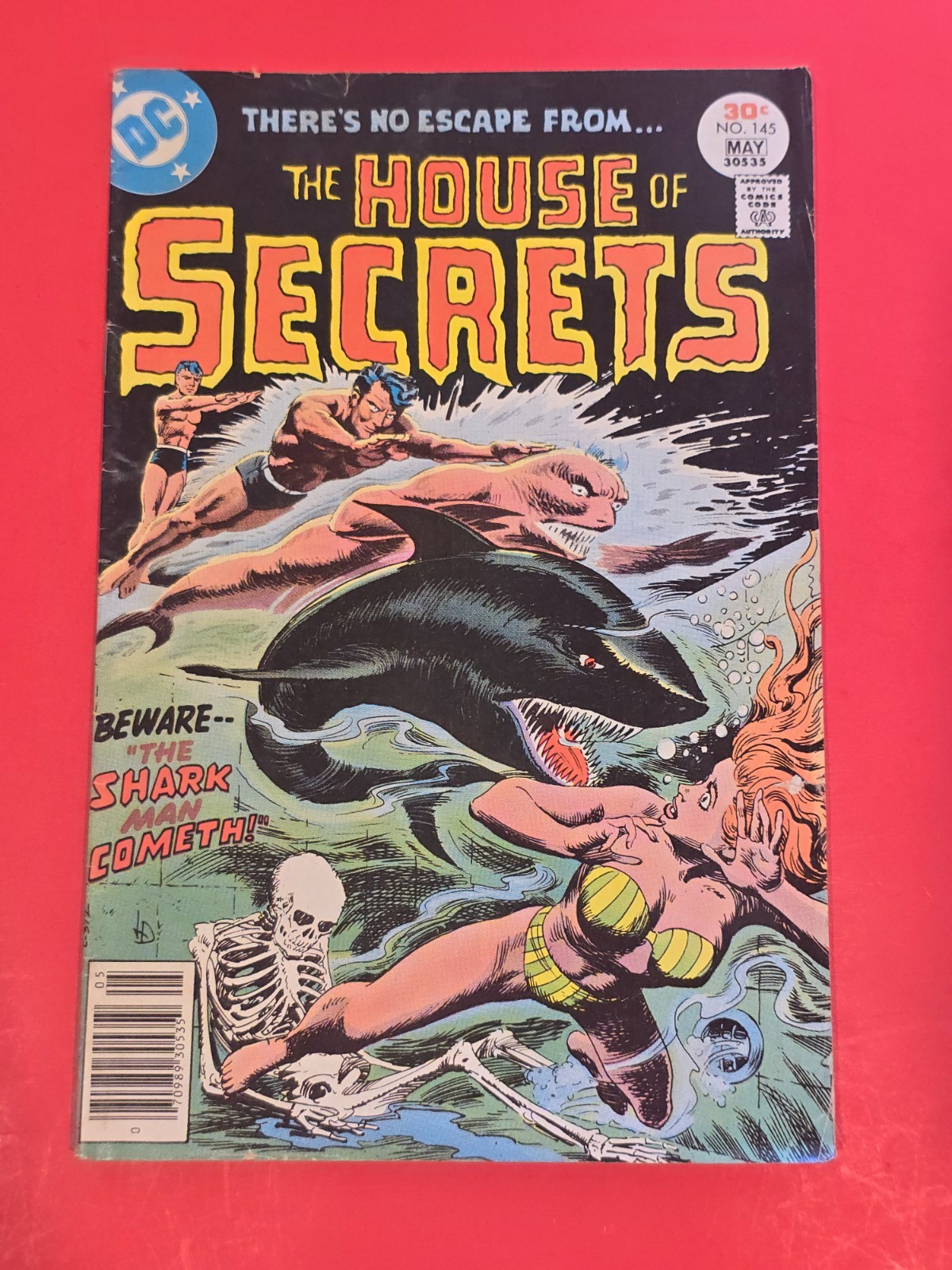 House of Secrets #145 1977 DC Comics Luis Dominguez Cover Shark-Man Horror
