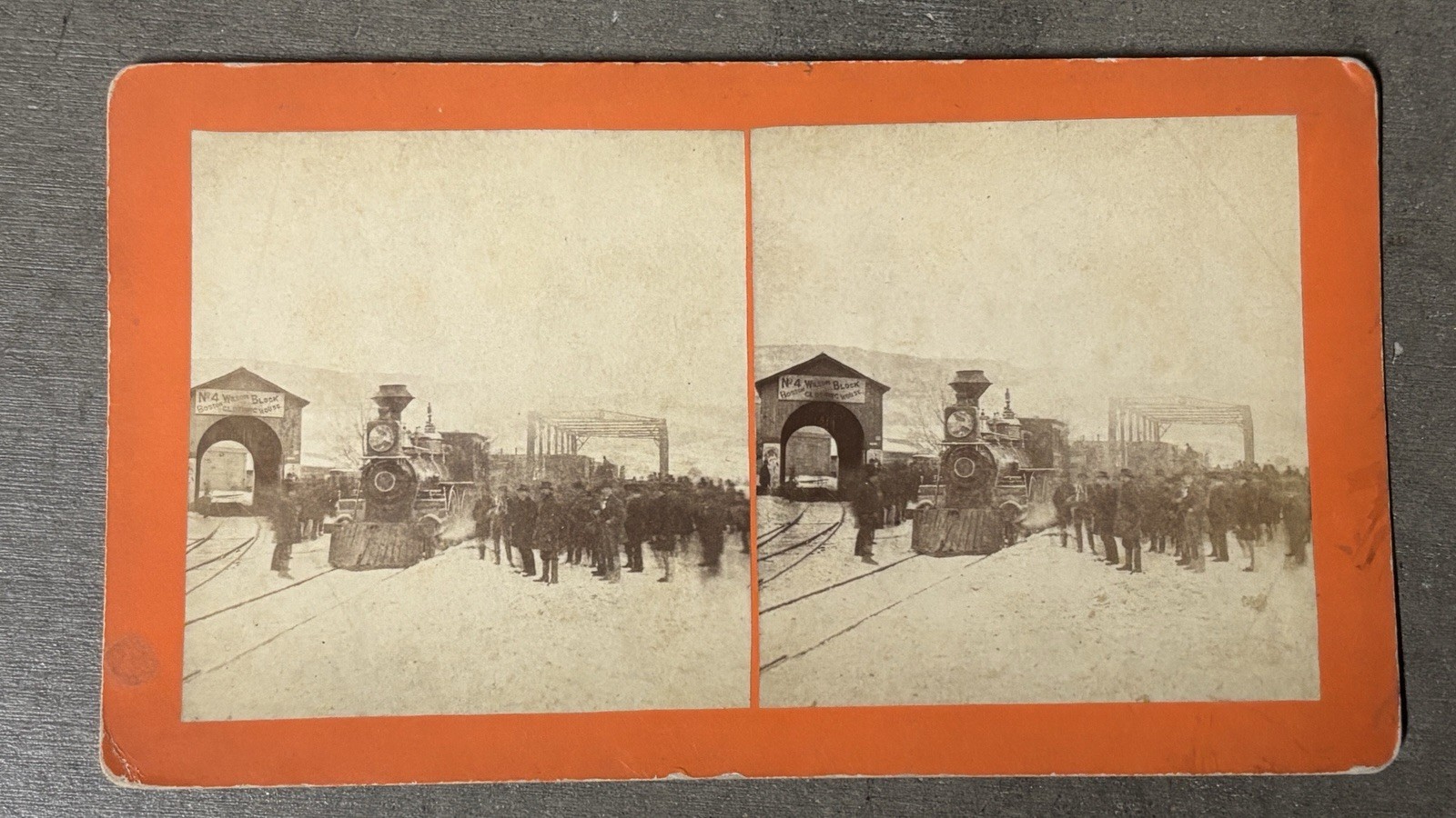 NORTH ADAMS MASSACHUSETTS Stereoview Train On The Boston Maine Railroad 1870s NORTH ADAMS MASSACHUSETTS Stereoview Train On The Boston Maine Railroad 1870s