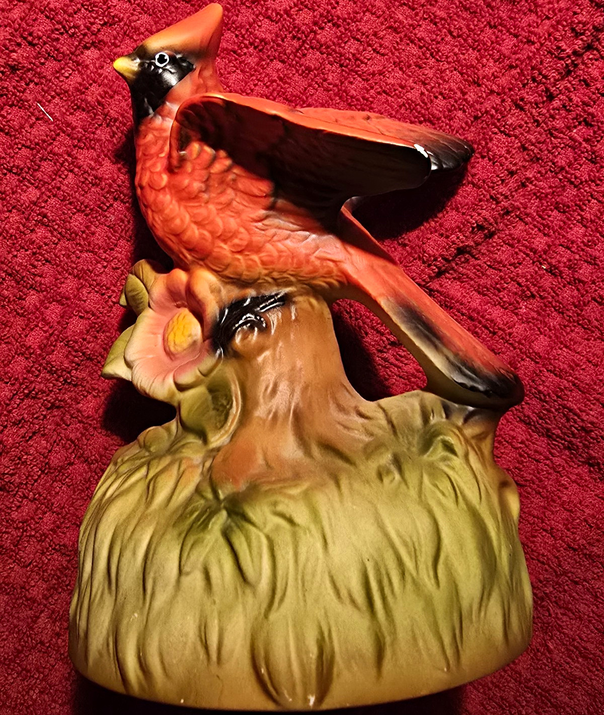 Chadwick-Miller Ceramic Cardinal Bird Figurine on Floral Base, 1972 Japan Chadwick-Miller Ceramic Cardinal Bird Figurine on Floral Base, 1972 Japan