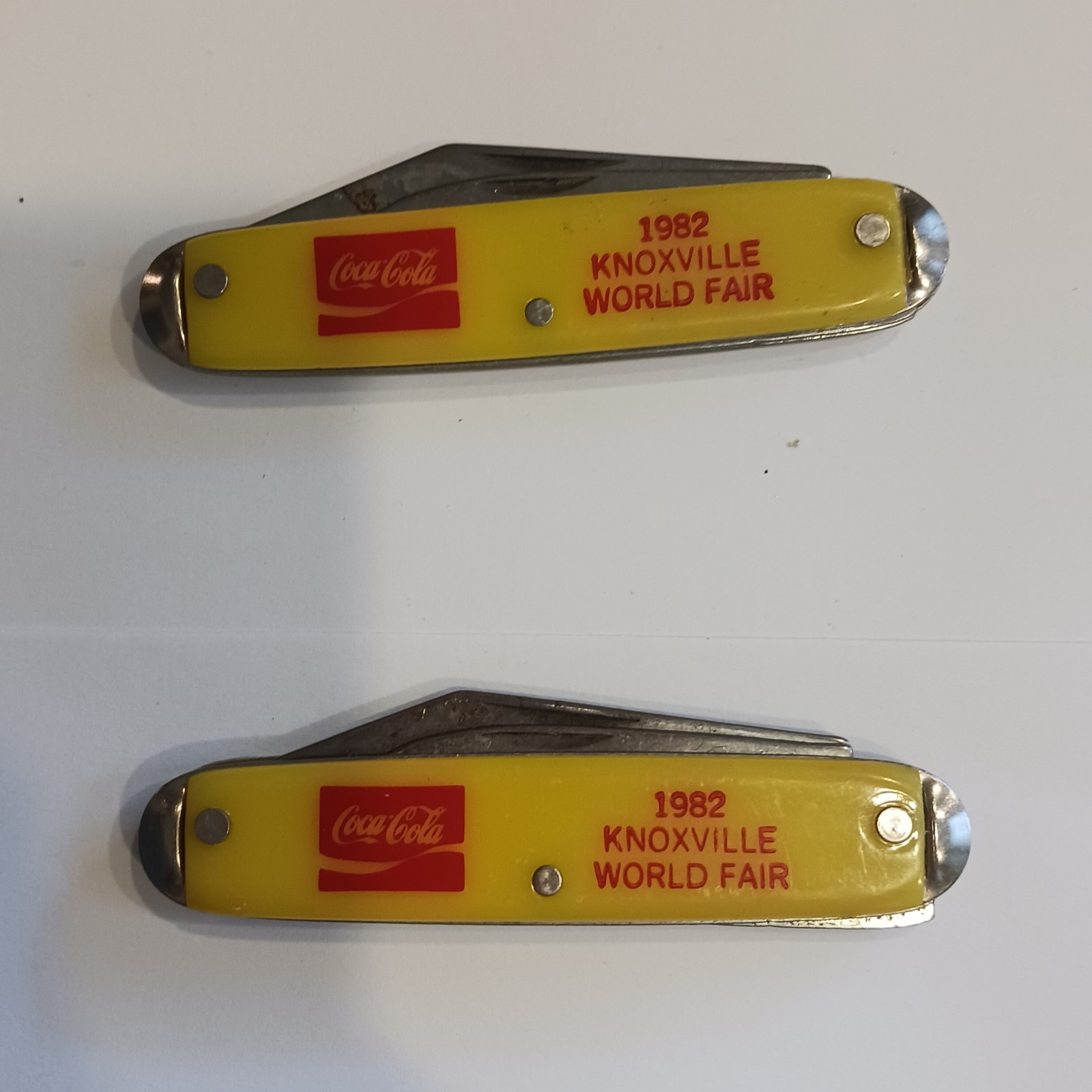 2 Vintage 1982 Coca Cola Knoxville World Fair 2 Bladed Pocket Knives