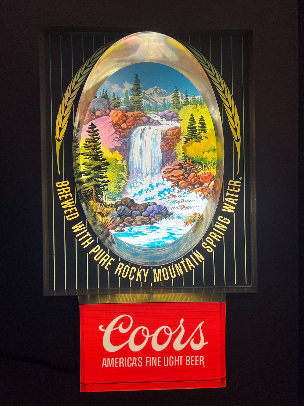 Vtg Coors Lighted Waterfall Sign America\'s Fine Light Beer Motion Not Working