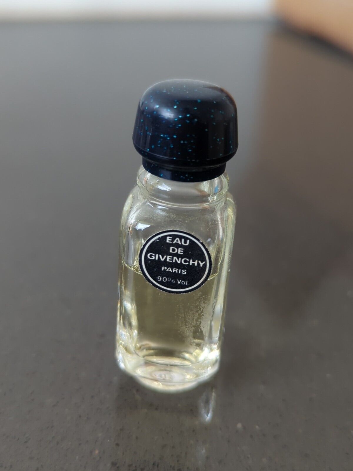 Givenchy Eau De Givenchy PARIS Vintage Glass Perfume Bottle MINI Navy Top Vanity