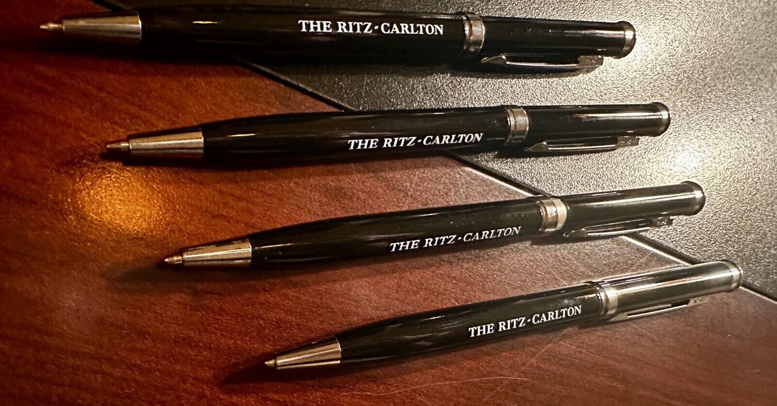 ✨ (Lot of 4) RITZ-CARLTON Black Ballpoint Twist Metal Pens NEW/FRESH