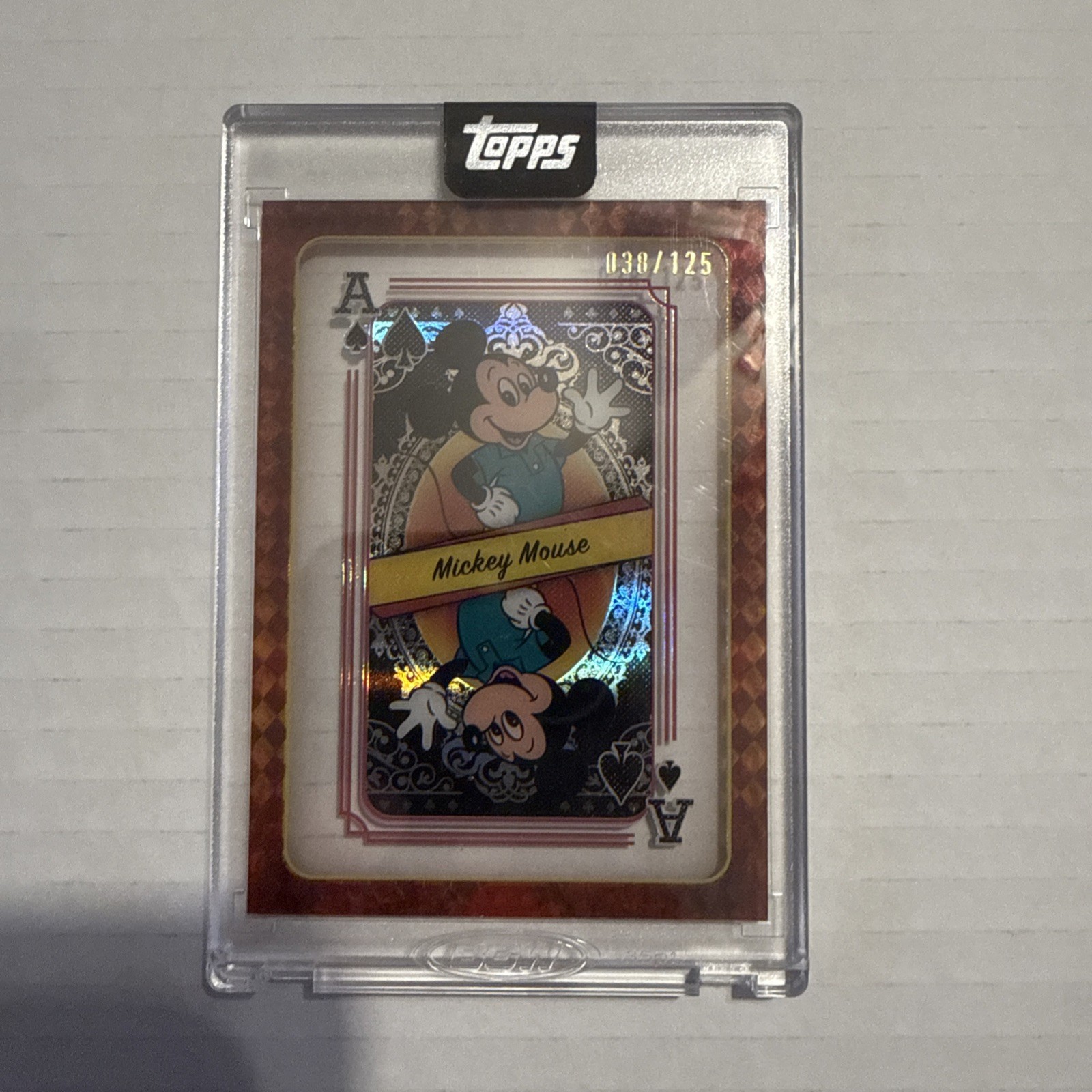 2025 Topps Disney Mint Encased MICKEY MOUSE ACE OF SPADES ACETATE SSP 025/175