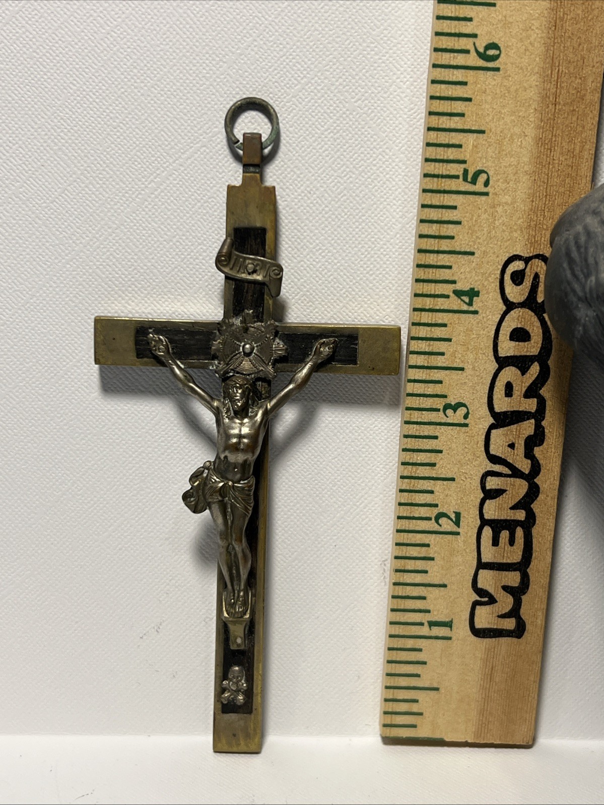 Antique Pre-WWI Crucifix w/ Ebony Inlay