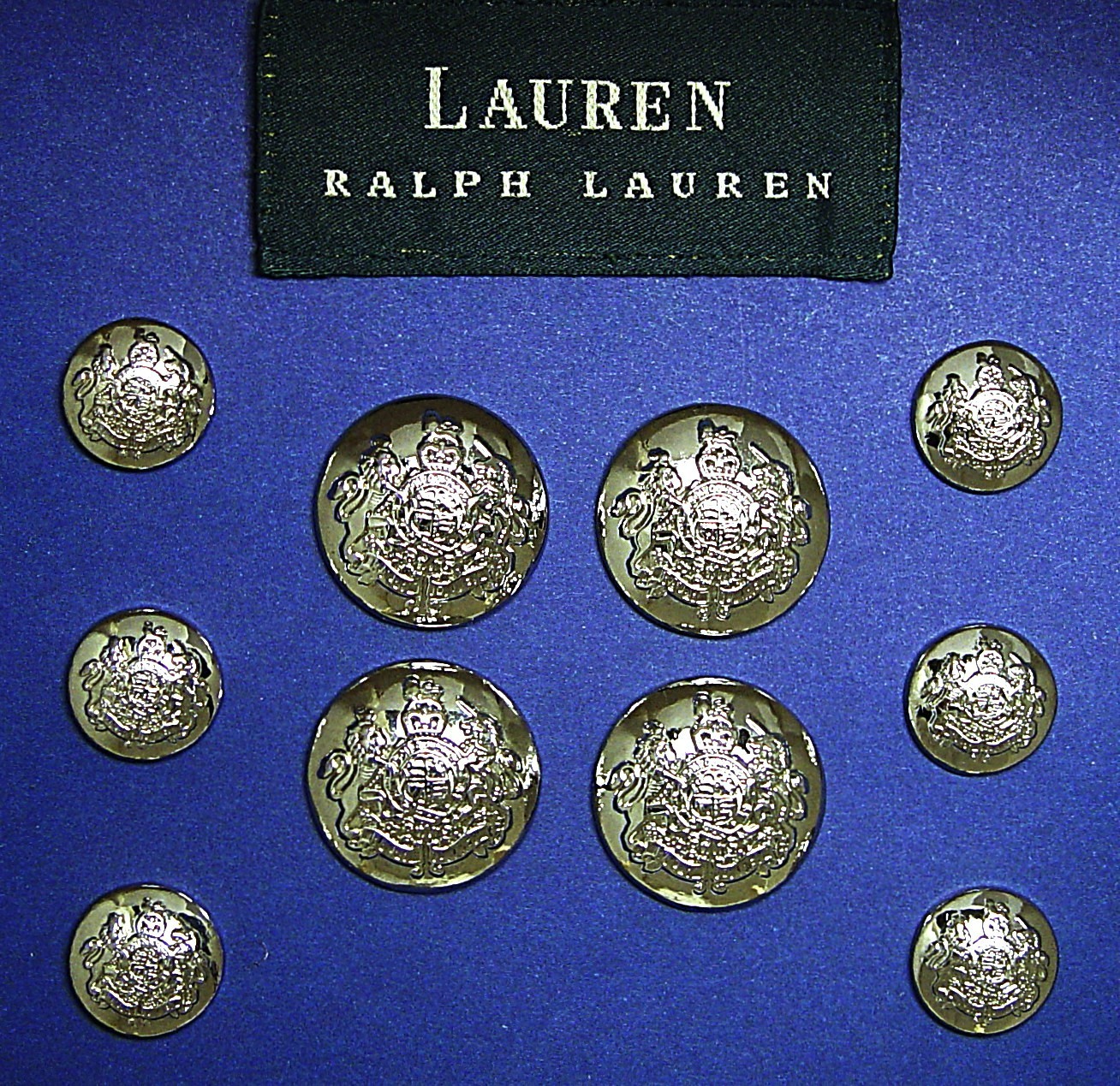 LAUREN RALPH LAUREN Replacement button 10 Silver Tone solid metal Good Used Cond