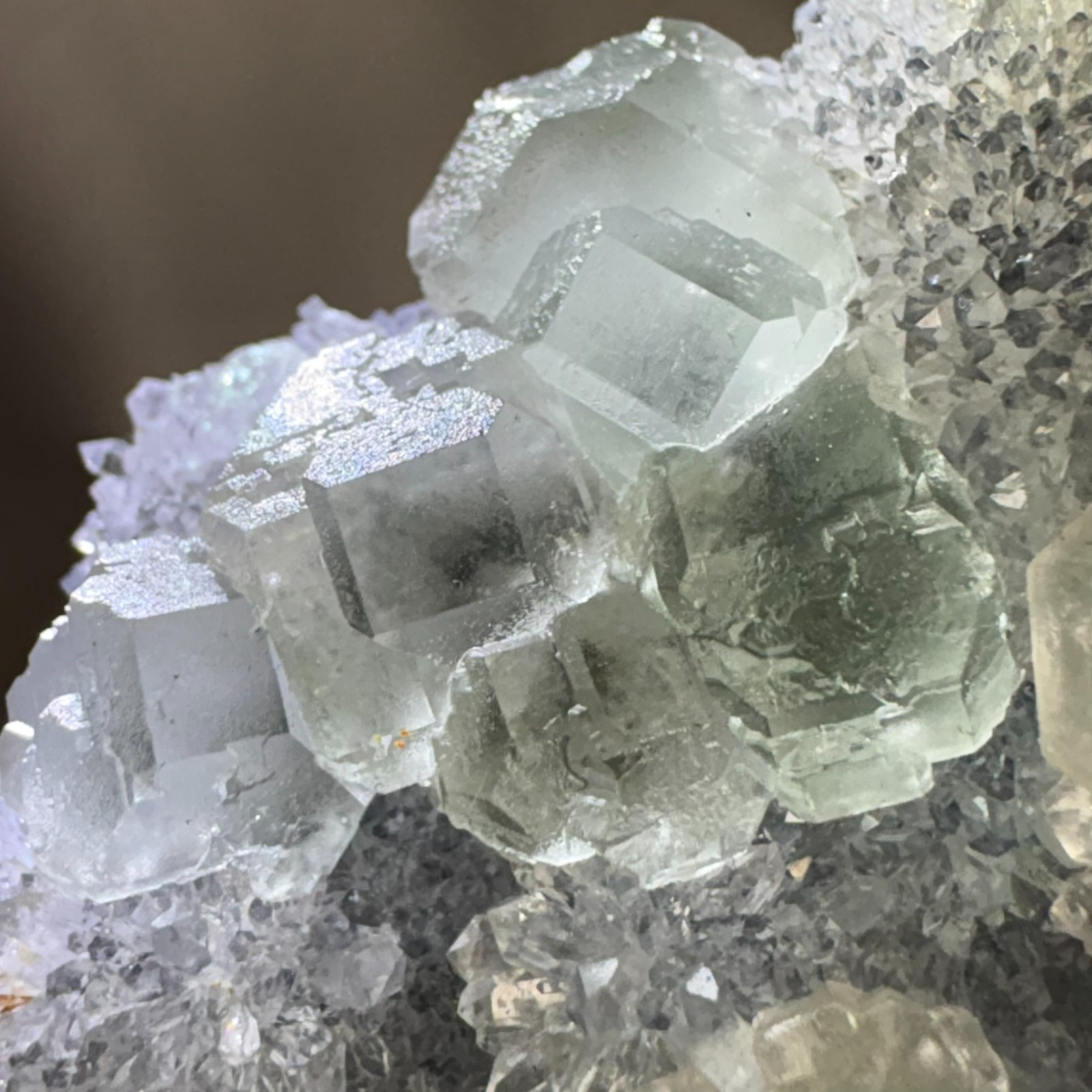 Natural Window Fluorite on Quartz Cluster Specimen Raw Mineral Healing Focus