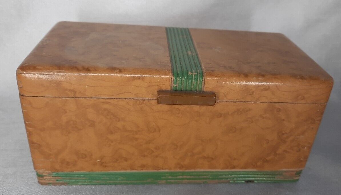 Vintage Benson And Hedges Art Deco Wooden Cigarette Box With Bakelite Handle 