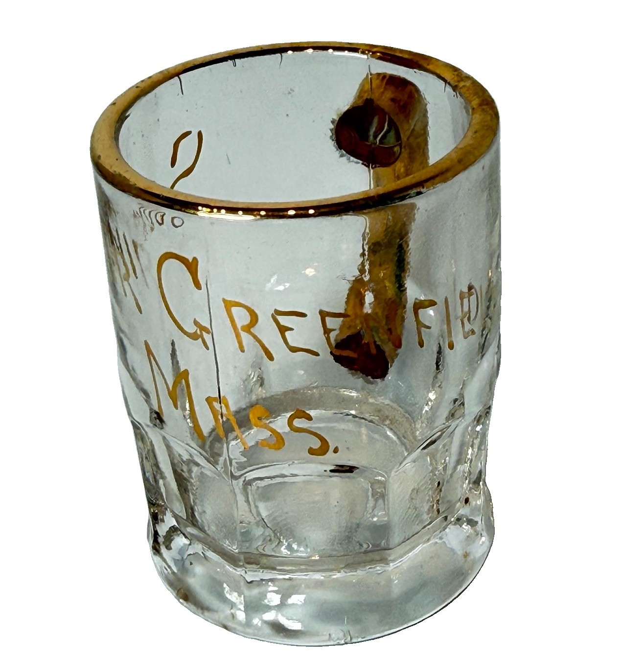 GREENFIELD MA Massachusetts Souvenir ANTIQUE DEPRESSION Glass TRINKET CUP