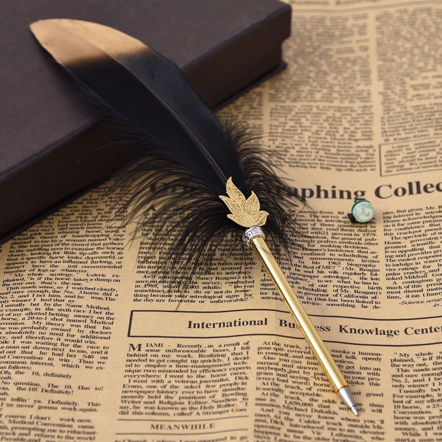 Quill Pen Vintage Feather Calligraphy Pen Refined Quill Ballpoint for Writing Si