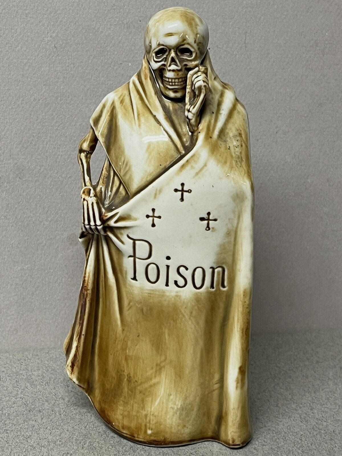 Antique SCHAFER & VATER Skeletal Poison Bottle/Flask-Grim Reaper