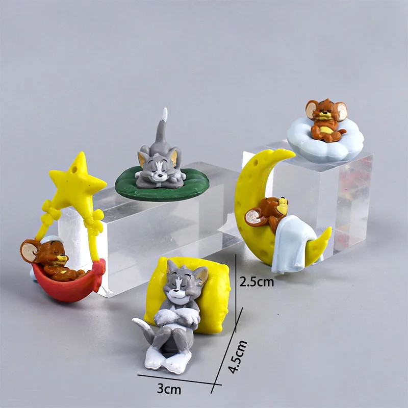 5Pcs/set Cute Cartoon Tom and Jerry Sleeping Kawaii PVC Model Collectible Hobby