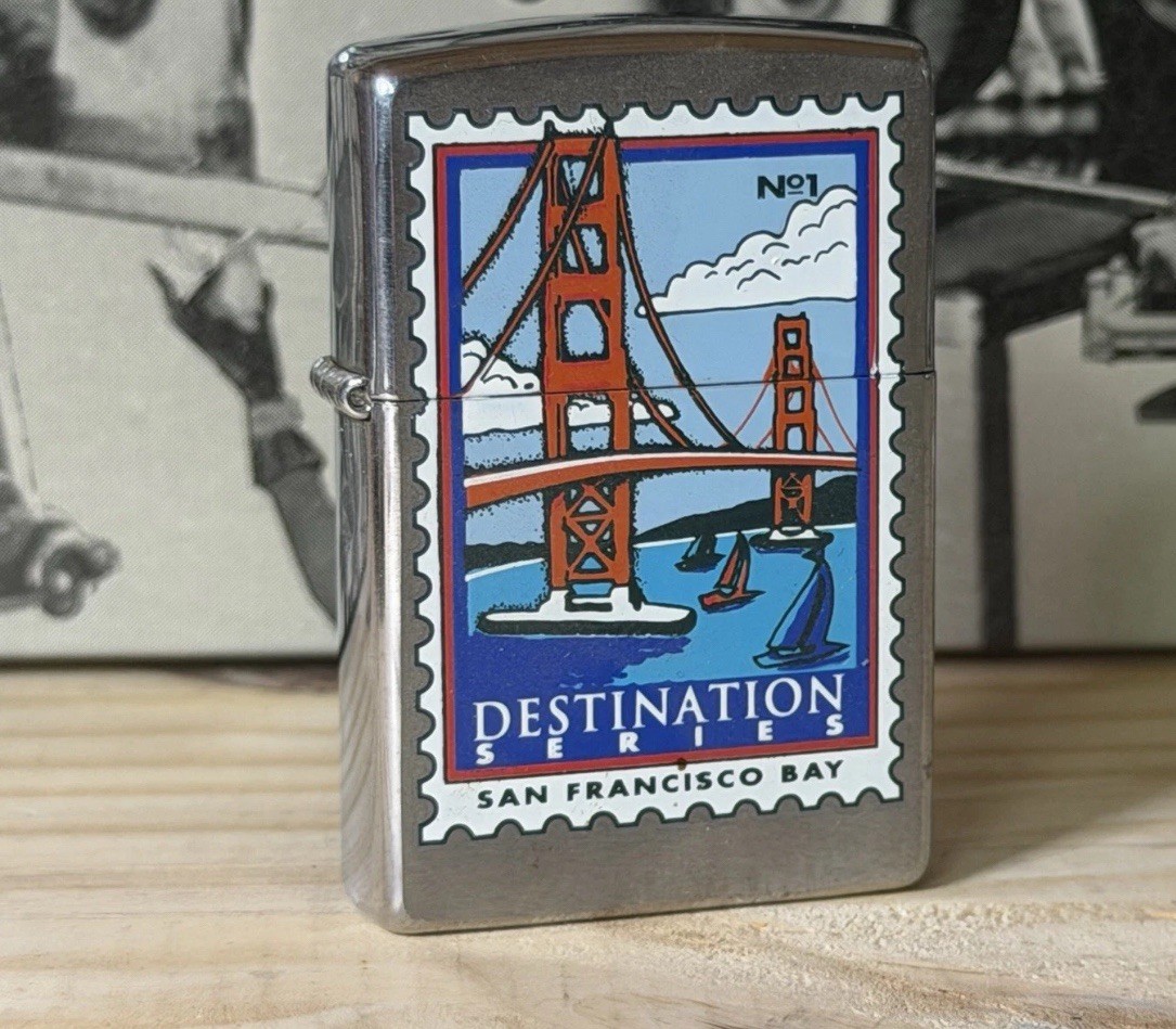 Vintage 2000 San Francisco Bay Stamp Destination Series Zippo Chrome Lighter NEW Vintage 2000 San Francisco Bay Stamp Destination Series Zippo Chrome Lighter NEW