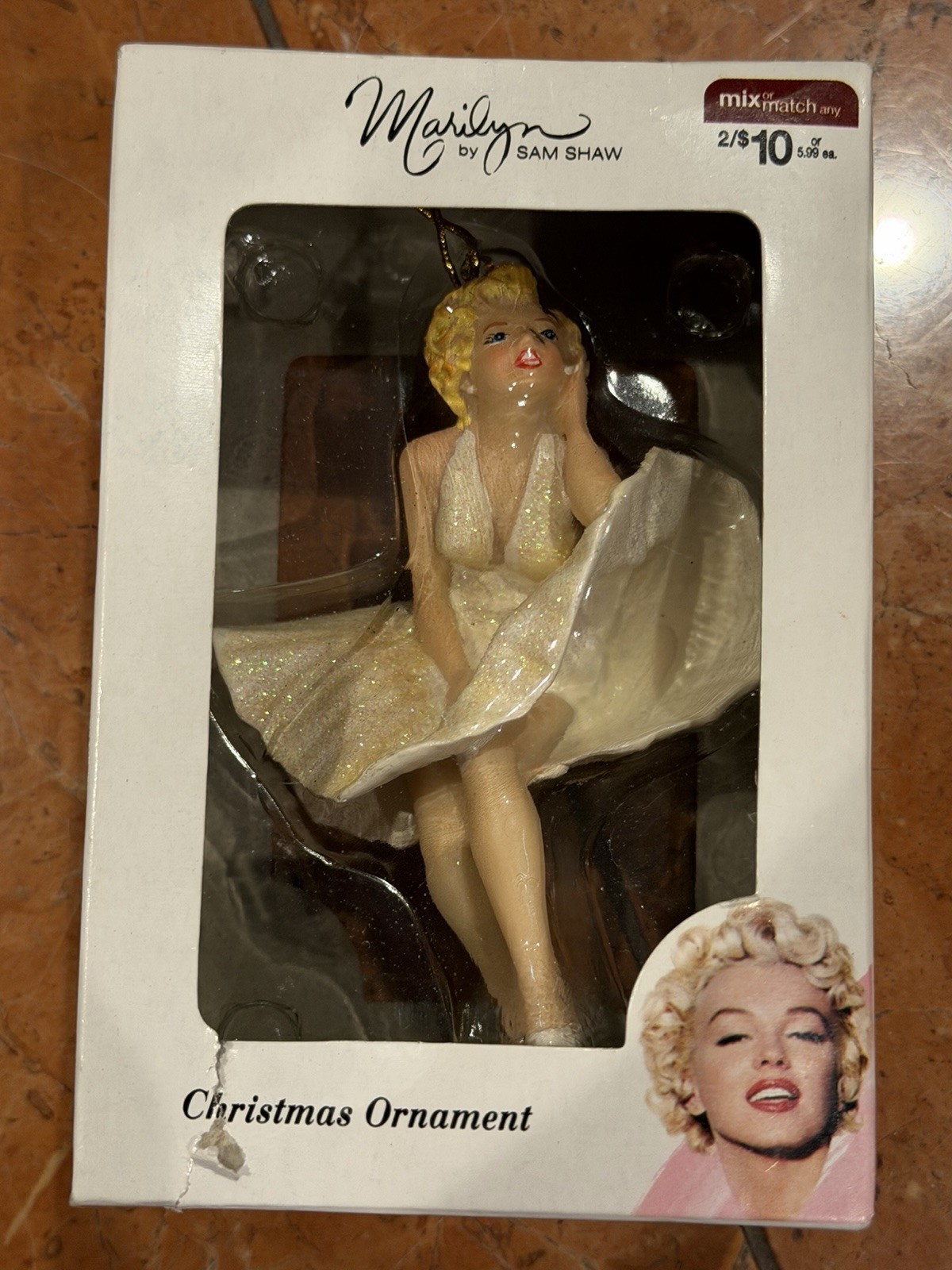 KURT ADLER MARILYN MONROE BY SAM SHAW 2011 XMAS ORNAMENT NEW BOX