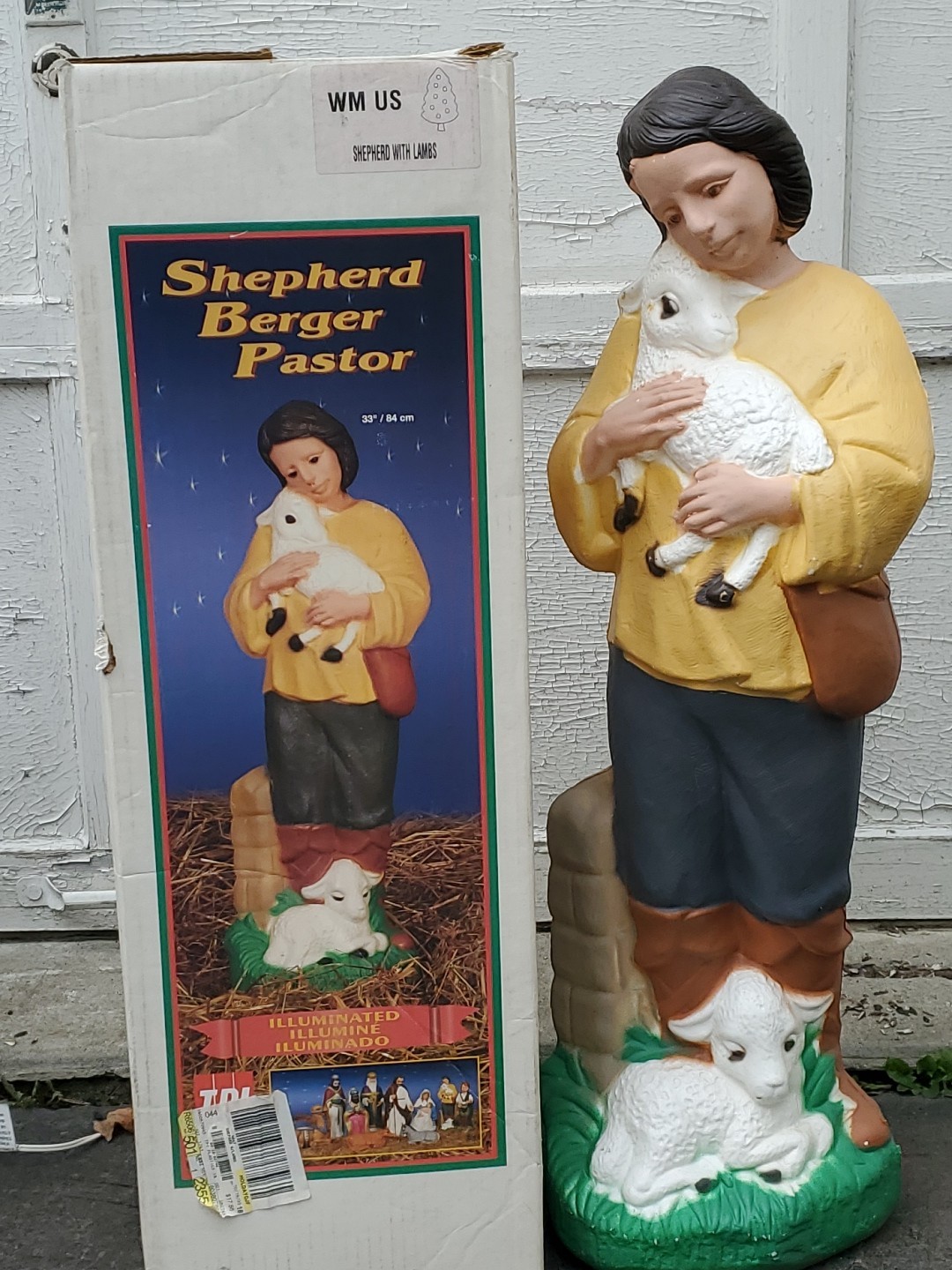 2003 General Foam Plastics Nativity Shepherd W/ Original Box Lighted Blow Mold