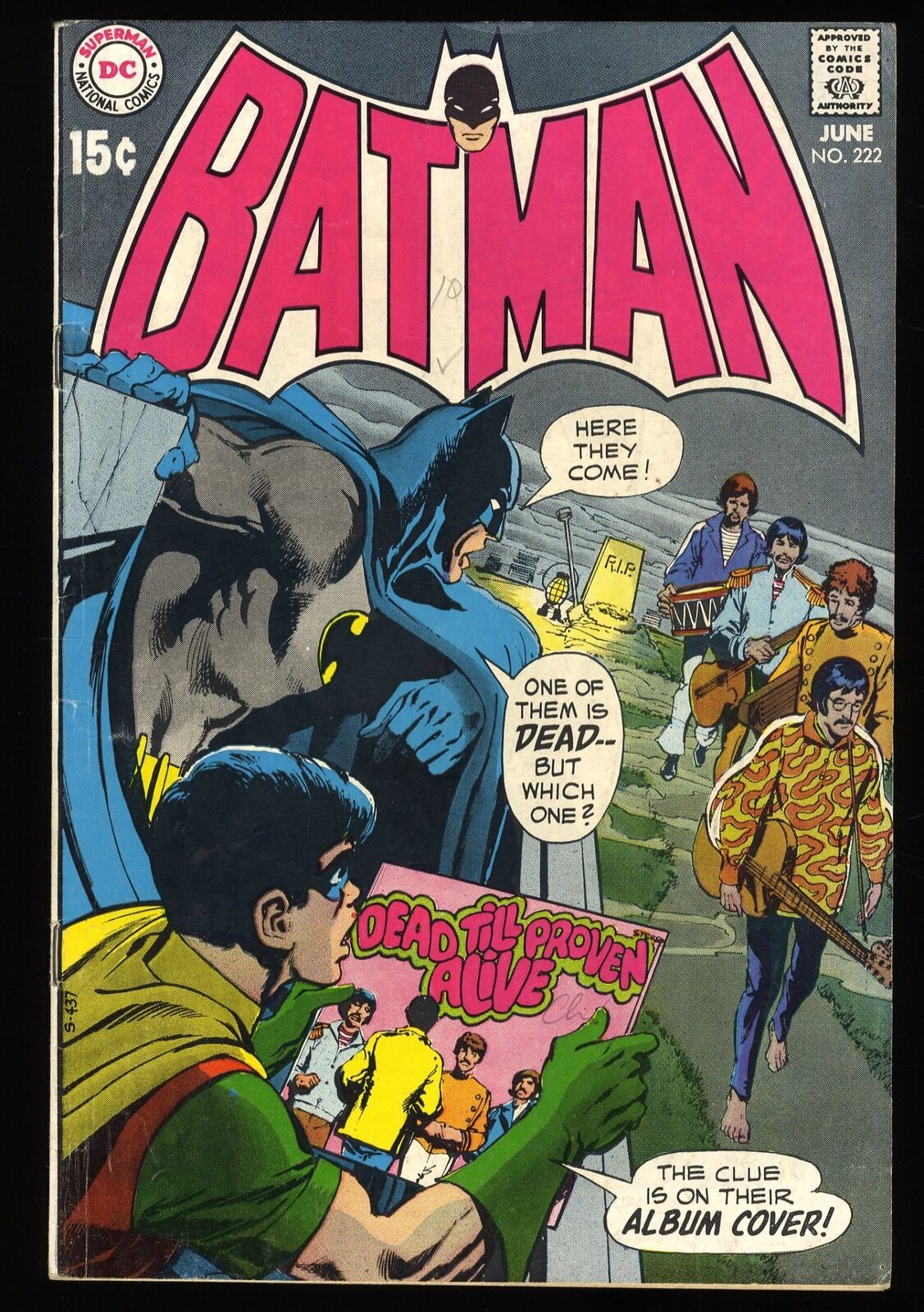 Batman #222 FN- 5.5 Beatles Cover Neal Adams Art DC Comics 1970